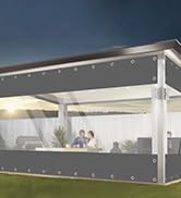 Clear Vinyl Curtains for Patio Enclosure, Heavy Duty Waterproof Anti-UV and Tear-Resistant Tarpau...