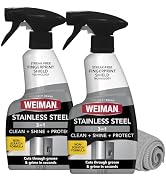 Weiman Stainless Steel Cleaner & Polish, 2 Pack, Anti Fingerprint Spray Stainless Steel Cloth, Wa...