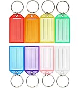 Cuttte 16 Pack Plastic Key Tags, Key Labels with Ring and Label Window, 8 Colors
