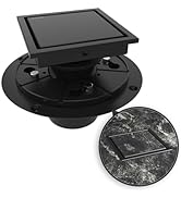 WEBANG 4 Inch Shower Square Drain Black Floor Drain with Flange Reversible 2-in-1 Cover Tile Inse...