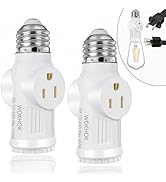 Light Socket to Plug Adapter,Convert E26 Light Socket to 2/3 Prong Outlet Adapter and Light Bulb ...