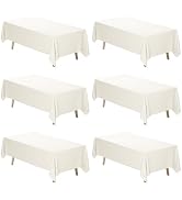 Fixwal 6 Pack Ivory Table Cloth, 70 x 120 Inch Polyester Fabric Tablecloths Rectangular, Table Co...