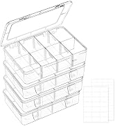 Mauproy 8 Grids Plastic Organizer Box with Adjustable Dividers, 4 Pack | Small Tackle Boxes, Mini...