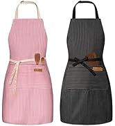 BeLuyi 2 Pack Adjustable Bib Apron with 2 Pockets Chef Cooking Kitchen Restaurant Aprons for Wome...