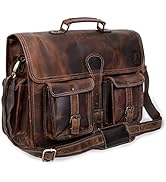 Leather 14 Inch Laptop Messenger Bag Vintage Briefcase Satchel for Men and Women