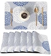 QIYI Placemats Set of 6, 12x18 Inch Faux Leather Place Mats for Kitchen Dinning, Heat Resistant A...