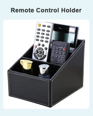 KINGFOM Remote Control Holder Office Supplies Caddy Pu Leather Multi-function Storage Box