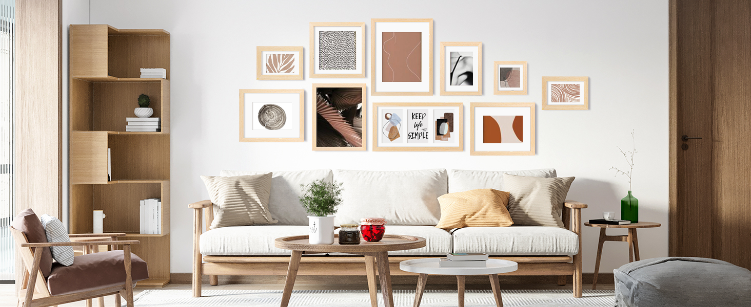 natural wood frames for wall display