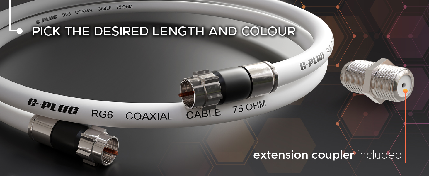 various colour and lengths in ft and meters of coaxial cable