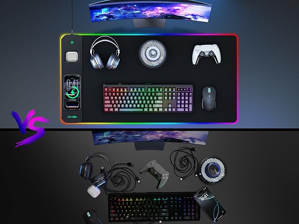 RGB gaming mouse pad with wireless charging