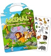 Reusable Sticker Book for Toddlers 3-6, Jelly Stickers for Kids, Sticker Activity Book Travel Toy...