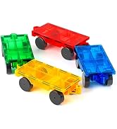 Magnetic Tiles Cars Construction Set - 4 PCS Magnetic Tiles Magnet Bricks Truck Sensory Toys, Edu...
