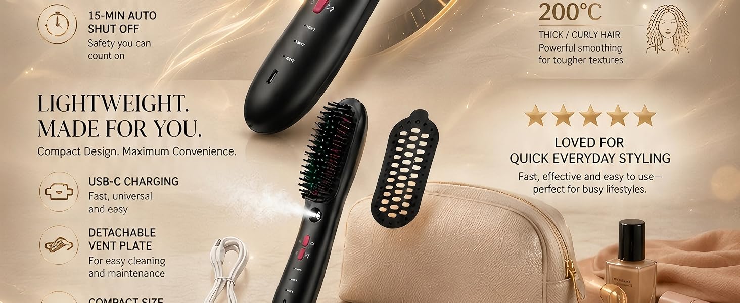 Cordless Steam Mist Straightening Comb