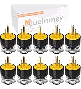 Muelnmey 10 PCS Extension Cord End Electrical Replacement Plug NEMA 5-15P 15A 125V 2Pole 3Wire Bl...