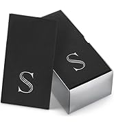 50-Pack Linen-Feel Mongrammed Napkins Black Paper, 12