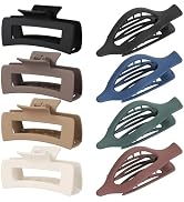 Hair Clips for Women 4.3 Inch Large Hair Claw Clips 8 pcs Square Claw Clips & Flat Hair Clips for...