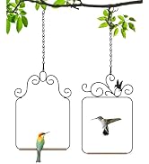 PACETAP Hummingbird Swings and Perches Metal Frame 2 Pack, Wild Bird Swing Outdoor Bird Perch wit...