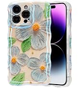 EYZUTAK Case for iPhone 13 Pro Max, Colorful Retro Oil Painting Flower Leaf Laser Glossy Pattern ...