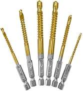 Titanium Coated HSS Twist Drill Bits - 3/4/5/6/6.5/8mm Hex Shank Grooving Side Cutting Split Tip ...