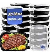 50 Pack 32 oz Meal Prep Containers Reusable BPA Free, Plastic Containers with Lids Microwave/Free...