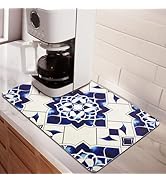 Matace Designer Coffee Maker Mat Dish Drying Mat - 12x19 Trimmable, PU Leather Surface & Rubber B...