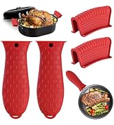 4 Pack Silicone Hot Handle Holder Cover Cast Iron Handle Cover Silicone Pot Holders Heat Resistan...