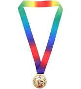 POPETPOP Running Award Medals, Zinc Alloy Gold Track and Field Medals with Neck Ribbon, Gold Fun ...