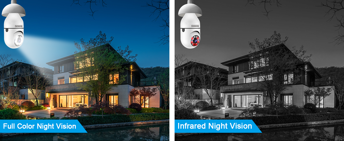 2K Light Bulb Wireless Security Camera 5Ghz WiFi Outdoor Indoor RTSP Stream Work with Alexa Onvif