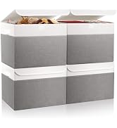 Bagnizer Large 22 Quart Linen Fabric Foldable Storage Bin Cube Organizer Basket with Flip-Top Lid...