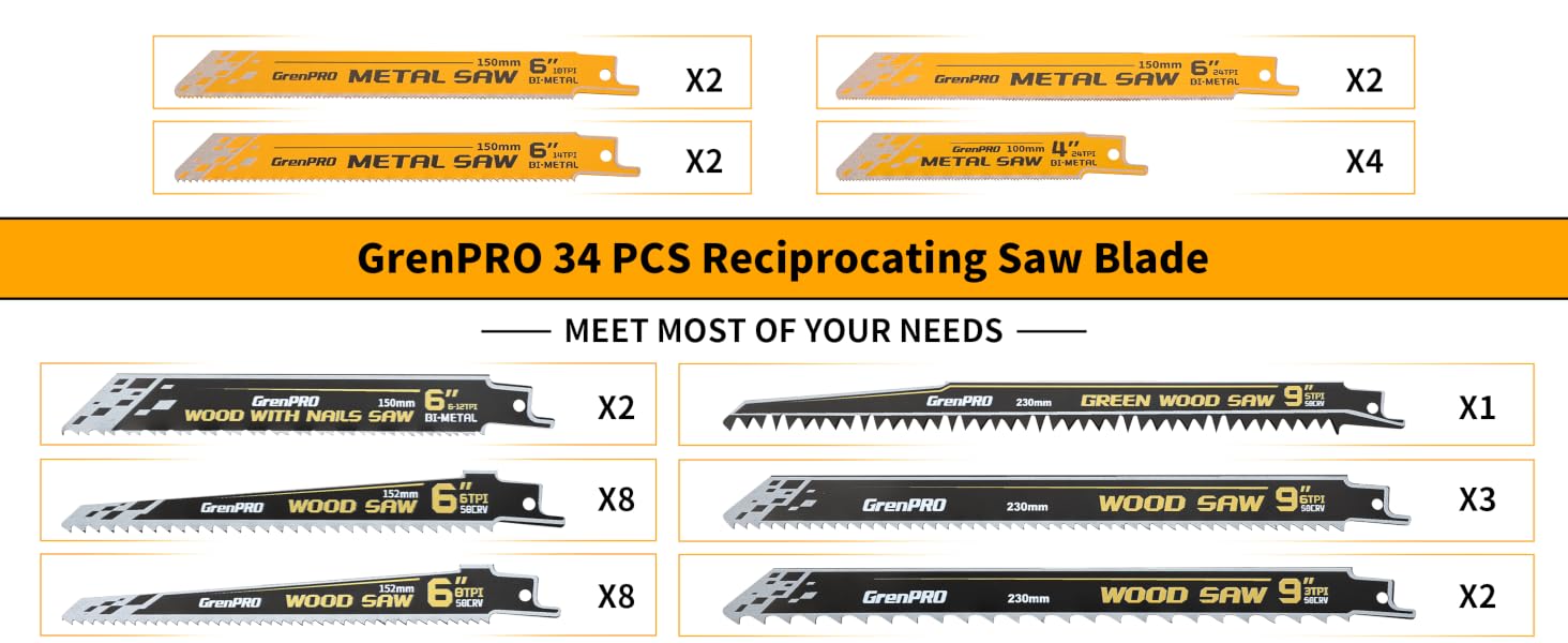 Reciprocating Saw Blade Set