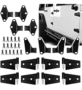 RULLINE 4 Door Hinge Assembly Kits Compatible with 2007-2018 Wrangler JK Interior & Exterior Door...