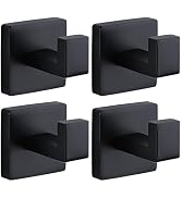 Fenas Towel Hooks for Bathrooms Robe Hook Coat Hook 4 Pack Matte Black Stainless Steel Heavy Duty...