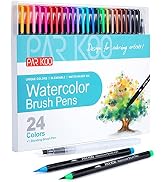 Watercolor Brush Pens, ParKoo 24 Colors Flexible Real Nylon Brush Tip Pens for Watercolor Paintin...
