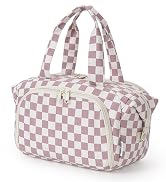 Narwey Travel Toiletry Bag, Large Wide-open Travel Bag for Traveling Women, Checkered Cosmetic Ma...