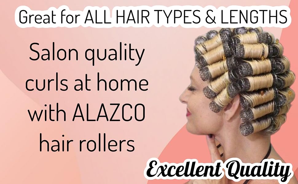 ALAZCO Vintage Style Hair Roller BRUSH ROLLERS PINS Mesh Curlers Bristles Flexible Locking Pins