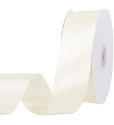Ivory Ribbon 1 1/2 inch 60 Yards Double Faced Cream Satin Ribbon for Flower Bouquet Making Leis G...