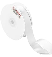 LaRibbons 1 Inch Wide Double Face Satin Ribbon - 25 Yard (029-White)