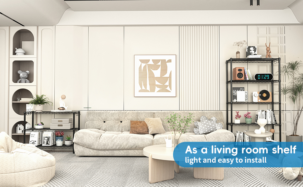 guanriver wire shelving Heavy Duty Storage Rack Display Shelves application scenario in living room