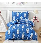 JSD Blue Penguin Toddler Bedding Set, 4 Piece Bed-in-Bag Comforter Sheet Set, Oeko-TEX Certified ...