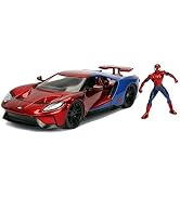 Jada Toys Marvel 1:24 2017 Ford GT Die-cast Car with 2.75" Spider-Man Figure, Toys for Kids and A...