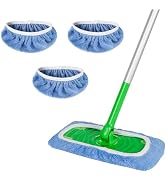 ZHAYAO 3 Pack Reusable Microfiber Mop Pads Compatible with Swiffer Sweeper Mop, Wet and Dry Flat ...