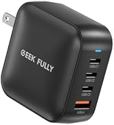 GEEK FULLY 200W GaN Wall Charger | 4-Port Fast Charging Station (3xUSB-C PD3.0 + USB-A QC3.0) | C...