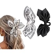 Hadutrek Hair Clips Claw Clip 2PCS Big Hair Bows for Women Flower Claw Clips for Women Black Whit...