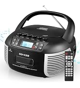 DGXWLLW CD and Cassette Player Combo, Boombox CD Player with FM Radio/Bluetooth/AUX/USB/Tape Reco...