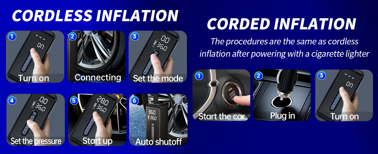 auto tire inflator portable air compressor tire pump for car portable