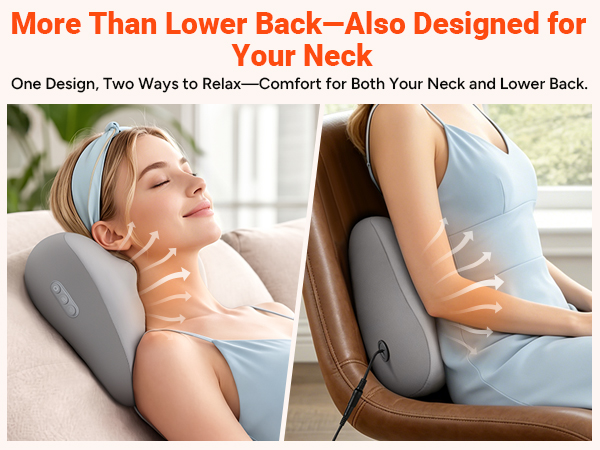 One design for relaxing neck and lower back comfort.