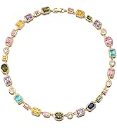 Tennis Necklace for Women,DaintyGold Plated Diamond Crystal Choker, Colorful Cubic Zirconia Chain...