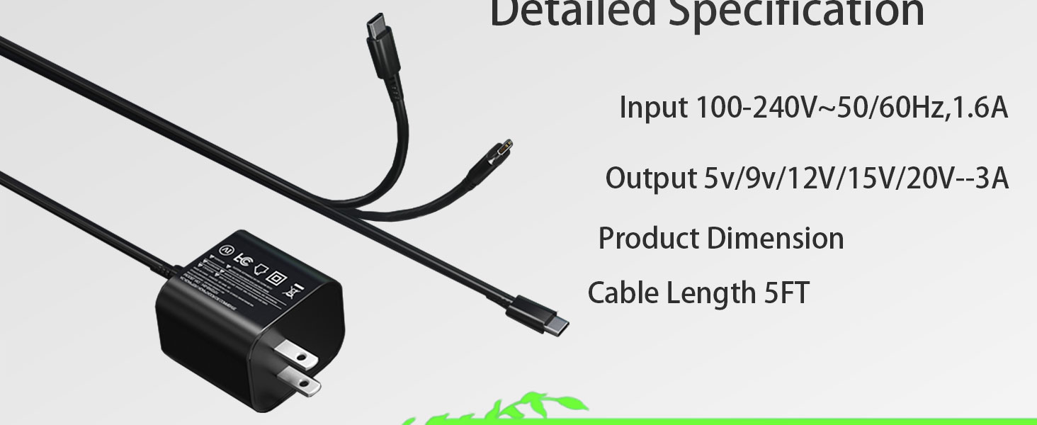 60w Charger for Nintendo Switch 2 Charger 20V 3A Power AC Adapter Fast Charging with 5FT USB C Cord