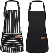XLSXEXCL 2 Pack Stripes Kids Apron, Kids Cooking Aprons with 2 Pockets, Cute Aprons for Cooking f...