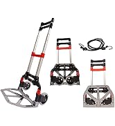 Foldable Hand Truck, 165 Lbs Load Capacity Aluminium Trolley Cart with Telescoping Handle, 2 Rubb...